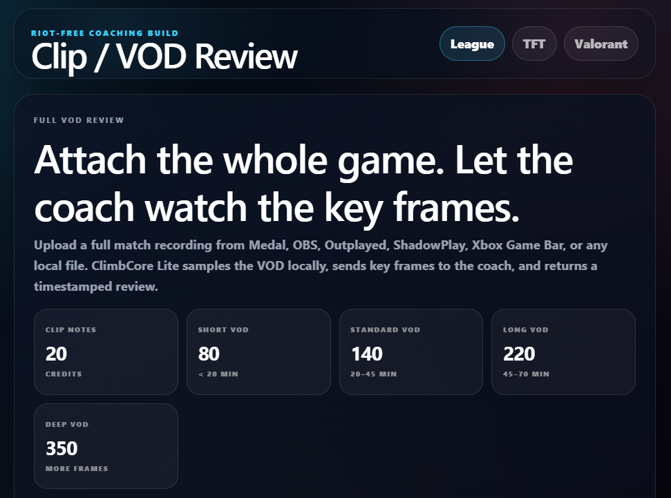 ClimbCore Lite VOD Review screenshot